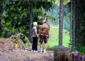 senior couple hiking